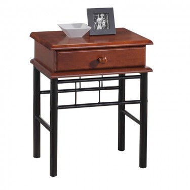 FLORA Κομοδίνο Μέταλλο Βαφή Μαύρο, Ξύλο Καρυδί  33x45x59cm [-Καρυδί-, -Μαύρο-] [-Μέταλλο-, -Ξύλο-] Ε8027