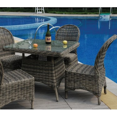 MONTANA Καρέκλα Τραπεζαρίας Κήπου ALU, Φ5mm Round Wicker Grey Brown, Μαξιλάρι Ανθρακί  48x65x91cm [-Ανθρακί-, -Καφέ-] [-Wicker-, -Αλουμίνιο-] Ε654