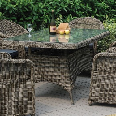 MONTANA Τραπέζι Dining Κήπου-Βεράντας ALU, Φ5mm Round Wicker Grey Brown  160x90 H.75cm [-Καφέ-] [-Wicker-, -Αλουμίνιο-] Ε655,2