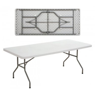 BLOW Τραπέζι Catering Πτυσσόμενο, Μέταλλο Βαφή Γκρι, HDPE Άσπρο 45mm  183x76x74cm [-Άσπρο-, -Γκρι-] [-PP - PC - ABS-, -Μέταλλο-] ΕΟ170