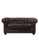 CHESTERFIELD 689 Καναπές 2Θέσιος Σαλονιού - Καθιστικού, Δέρμα Απόχρωση Καφέ  160x92x72cm [-Καφέ Σκούρο-] [-Leather - Rubica Leather-] Ε9574,2