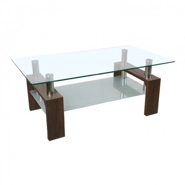 CAMERON Τραπεζάκι Σαλονιού Καθιστικού, Απόχρωση Καρυδί  110x60x45cm [-Καρυδί-] [-MDF - Κόντρα Πλακέ - Καπλαμάς - Νοβοπάν-, -Γυαλί-] ΕΜ950,3