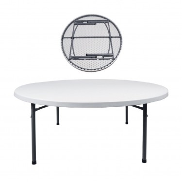 BLOW Τραπέζι Συνεδρίου - Catering Πτυσσόμενο, Μέταλλο Βαφή Γκρι, HDPE Άσπρο 55mm  Φ180cm H.74cm [-Άσπρο-, -Γκρι-] [-PP - PC - ABS-, -Μέταλλο-] ΕΟ175