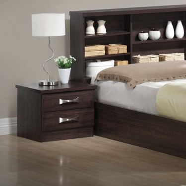 LIFE Κομοδίνο με 2 Συρτάρια, Απόχρωση Zebrano  48x40x39cm [-Wenge-] [-MDF - Κόντρα Πλακέ - Καπλαμάς - Νοβοπάν-] ΕΜ365