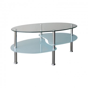 CORSICA Τραπεζάκι Σαλονιού Καθιστικού  Inox - Γυαλί 8/5mm  90x50x44cm [-Άσπρο-, -Γκρι-] [-Γυαλί-, -Μέταλλο-] ΕΜ9552