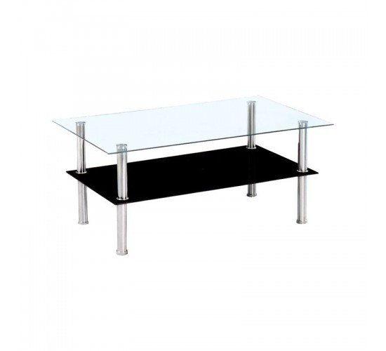 DANIEL Τραπεζάκι Σαλονιού Καθιστικού,  Inox - Γυαλί  103x63x43cm [-Silver/Clear-] [-Μέταλλο/Γυαλί-] ΕΜ9554