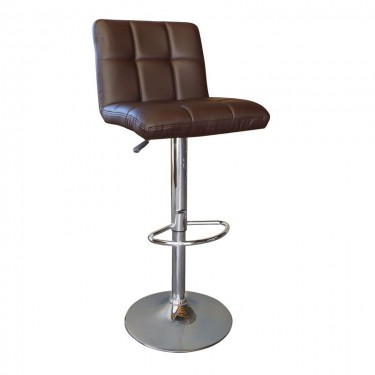 LINO Σκαμπό BAR με Πλάτη, Χρώμιο, PU Σκούρο Καφέ, Ρύθμιση Ύψους, Περιστρεφόμενο  44x50x62/92-83/113cm [-Καφέ-, -Χρώμιο - Inox-] [-PU - PVC-, -Μέταλλο-] ΕΜ412,3