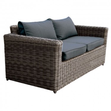 ARIZONA 2Θέσιος Καναπές Κήπου ALU, 4mm Half-Round Wicker Grey Brown, Μαξιλάρια Ανθρακί  138x77x73cm [-Καφέ-] [-Wicker-, -Αλουμίνιο-] Ε6734,2