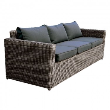 ARIZONA 3Θέσιος Καναπές Κήπου ALU, 4mm Half-Round Wicker Grey Brown, Μαξιλάρια Ανθρακί  195x77x73cm [-Καφέ-] [-Wicker-, -Αλουμίνιο-] Ε6734,3