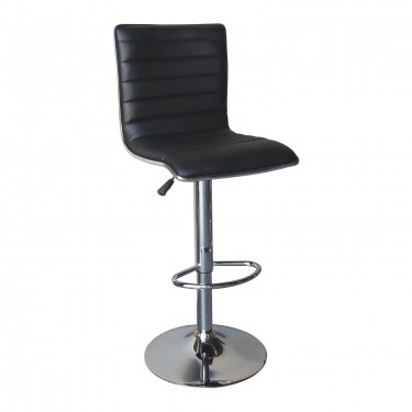 ALFI Σκαμπό BAR με Πλάτη, Βάση Χρώμιο, PU Μαύρο, Ρύθμιση Ύψους, Περιστρεφόμενο  41x50x59/94-80/115cm [-Μαύρο-, -Χρώμιο - Inox-] [-PU - PVC-, -Μέταλλο-] ΕΜ970