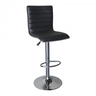 ALFI Σκαμπό BAR με Πλάτη, Βάση Χρώμιο, PU Μαύρο, Ρύθμιση Ύψους, Περιστρεφόμενο  41x50x59/94-80/115cm [-Μαύρο-, -Χρώμιο - Inox-] [-PU - PVC-, -Μέταλλο-] ΕΜ970
