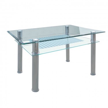 VERON Τραπέζι Τραπεζαρίας Κουζίνας Inox - Γυαλί  90x60x75cm [-Χρώμιο - Inox-] [-Γυαλί-, -Μέταλλο-] ΕΜ701