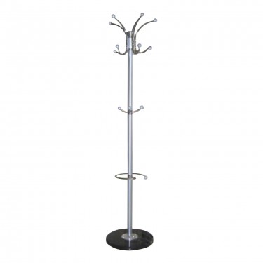 JASON Καλόγερος Περιστρεφόμενος, Μέταλλο Βαφή Ασημί, Βάση Μάρμαρο  Φ37cm H.170cm [-Γκρι-] [-Μάρμαρο - Τεχνομάρμαρο-, -Μέταλλο-] Ε722,1