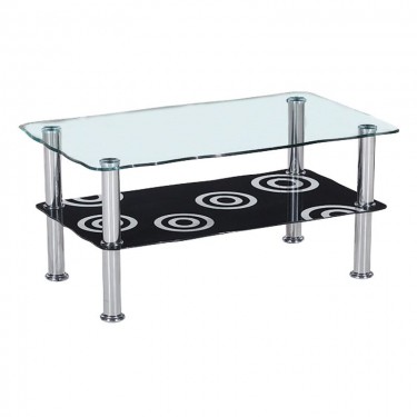 DANIEL DECO Τραπεζάκι Σαλονιού Καθιστικού, Inox - Γυαλί 8/5mm  75x45x41cm [-Γκρι-, -Μαύρο-] [-Γυαλί-, -Μέταλλο-] ΕΜ9559