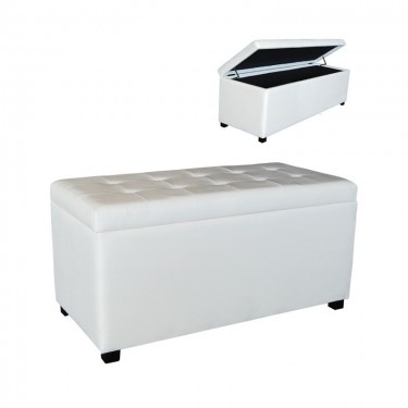 DENISE Σκαμπό με Αποθηκευτικό Χώρο - Ταμπουρέ, PU Εκρού  88x43x45cm [-Εκρού-] [-PU - PVC-] Ε7048,1