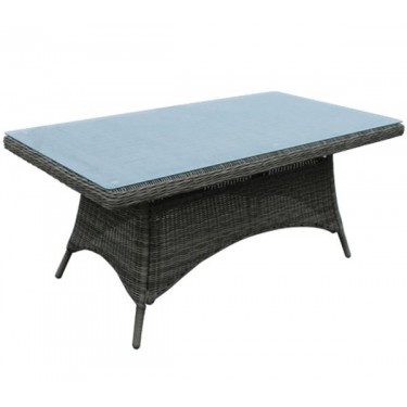 MONTANA Τραπέζι Dining Κήπου-Βεράντας ALU, Φ5mm Round Wicker Grey Brown  180x90 H.75cm [-Καφέ-] [-Wicker-, -Αλουμίνιο-] Ε6554