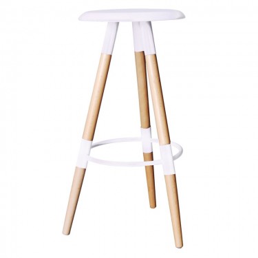 ART Σκαμπό BAR, Ξύλο Φυσικό, PP Άσπρο  37x37 H.78cm [-Άσπρο-, -Φυσικό-] [-PP - PC - ABS-, -Ξύλο-] Ε507,1