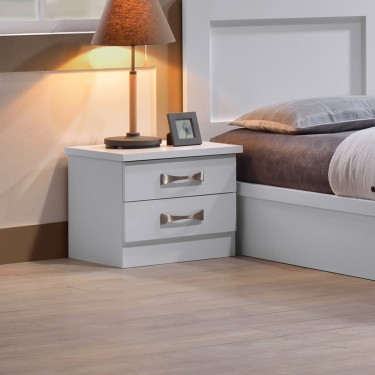 LIFE Κομοδίνο με 2 Συρτάρια, Απόχρωση Άσπρο  48x40x39cm [-Άσπρο-] [-MDF - Κόντρα Πλακέ - Καπλαμάς - Νοβοπάν-] ΕΜ365,1