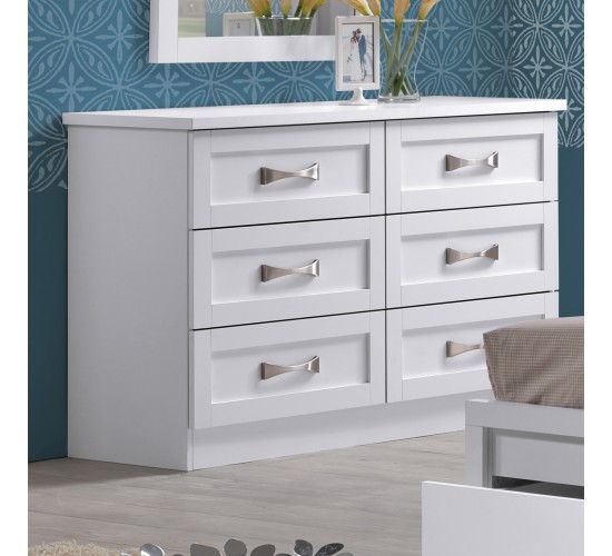LIFE Συρταριέρα με 6 Συρτάρια, Απόχρωση Άσπρο  120x40x76cm [-Άσπρο-] [-MDF - Κόντρα Πλακέ - Καπλαμάς - Νοβοπάν-] ΕΜ364,1
