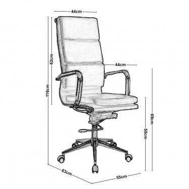 BF4800 Πολυθρόνα Διευθυντή Μέταλλο Χρώμιο - PU Άσπρο  55x66x116/126cm [-Άσπρο-] [-PU - PVC-] ΕΟ234,1