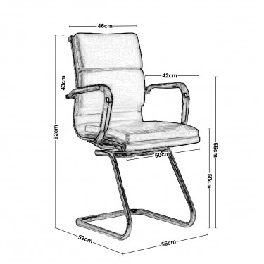 BF4800V Πολυθρόνα Γραφείου Επισκέπτη, Μέταλλο Χρώμιο, PU  Άσπρο  55x63x92cm [-Άσπρο-] [-PU - PVC-] ΕΟ235,1