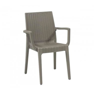 DAFNE Πολυθρόνα Τραπεζαρίας Κήπου Στοιβαζόμενη, PP Rattan Look UV Protection, Tortora  54x55x85cm [-Μπεζ-Tortora-Sand-Cappuccino-] [-PP - PC - ABS-] Ε329,4