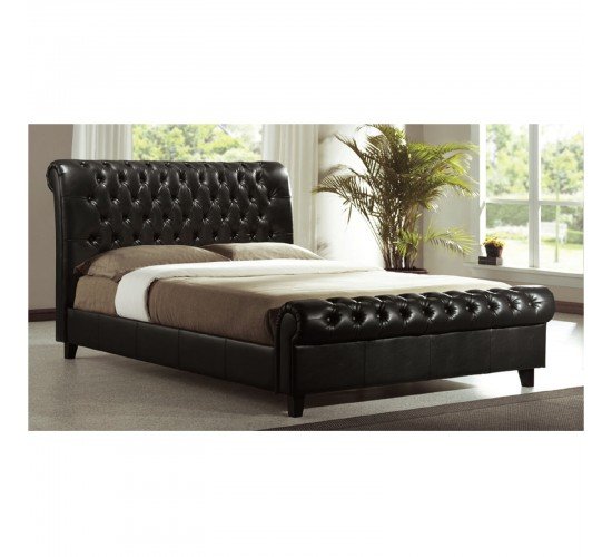 HARMONY Κρεβάτι Διπλό για Στρώμα 160x200cm, PU Σκούρο Καφέ  169x240x104cm [-Καφέ Σκούρο-] [-PU - PVC - Bonded Leather-] Ε8052