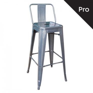 RELIX Σκαμπό Bar-Pro με Πλάτη, Μέταλλο Βαφή σε Απόχρωση Metal με Διακοσμητική Σκουριά  43x43x76/100cm [-Γκρι-] [-Μέταλλο-] Ε5199,6