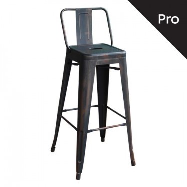 RELIX Σκαμπό Bar-Pro με Πλάτη, Μέταλλο Βαφή Antique Black  43x43x76/100cm [-Μαύρο-] [-Μέταλλο-] Ε5199,10