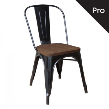 RELIX Wood Καρέκλα-Pro, Στοιβαζόμενη, Μέταλλο Βαφή Μαύρο, Κάθισμα Dark Oak  45x51x85cm [-Καρυδί-, -Μαύρο-] [-Μέταλλο-, -Ξύλο-] Ε5191W,11