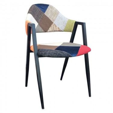 DELTA Πολυθρόνα Μέταλλο Βαφή Μαύρο, Ύφασμα Patchwork  50x55x80cm [-Patchwork-, -Μαύρο-] [-Μέταλλο-, -Ύφασμα-] ΕΜ130