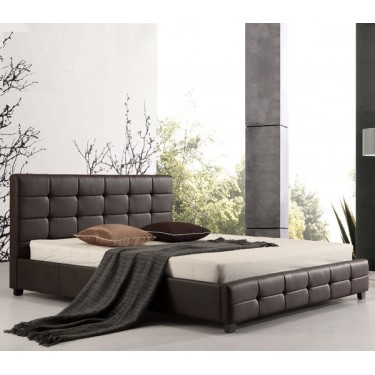 FIDEL Κρεβάτι Διπλό για Στρώμα 160x200cm, PU Σκούρο Καφέ  168x215x107cm [-Καφέ-] [-PU - PVC-] Ε8053,2