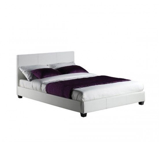 WILTON Κρεβάτι Διπλό, για Στρώμα 160x200cm, PU Άσπρο  169x213x89cm [-Άσπρο-] [-PU - PVC - Bonded Leather-] Ε8054,1