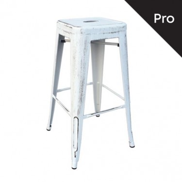 RELIX Σκαμπό Bar-Pro, Στοιβαζόμενο, Μέταλλο Βαφή Antique White  43x43 H.76cm [-Άσπρο-] [-Μέταλλο-] Ε5190,12