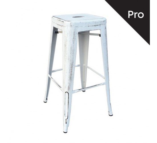 RELIX Σκαμπό Bar Στοιβαζόμενο, Μέταλλο Βαφή Antique White  43x43 H.76cm [-Άσπρο-] [-Μέταλλο-] Ε5190,12