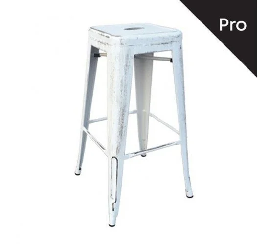 RELIX Σκαμπό Bar Στοιβαζόμενο, Μέταλλο Βαφή Antique White  43x43 H.76cm [-Άσπρο-] [-Μέταλλο-] Ε5190,12