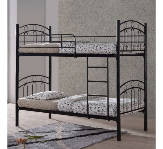 DECKER Κρεβάτι Κουκέτα Μέταλλο Βαφή Μαύρο  98x210x176(Στρώμα 90x200)cm [-Μαύρο-] [-Μέταλλο-] Ε8046