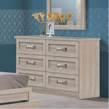 LIFE Συρταριέρα με 6 Συρτάρια, Απόχρωση Sonoma  120x40x76cm [-Φυσικό-] [-MDF - Κόντρα Πλακέ - Καπλαμάς - Νοβοπάν-] ΕΜ364,2