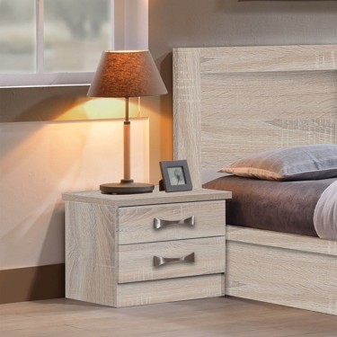 LIFE Κομοδίνο με 2 Συρτάρια, Απόχρωση Sonoma  48x40x39cm [-Φυσικό-] [-MDF - Κόντρα Πλακέ - Καπλαμάς - Νοβοπάν-] ΕΜ365,2