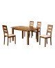 MILLER Set Τραπεζαρία Κουζίνας Ξύλινη: Επεκτεινόμενο Τραπέζι  4 Καρέκλες Honey Oak-PVC Εκρού  Table120 30x80x74Chair45x52x97 [-Φυσικό/Εκρού-] [-Ξύλο/PVC - PU-] Ε781,1S