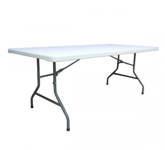 BLOW Τραπέζι Συνεδρίου - Catering Πτυσσόμενο, Μέταλλο Βαφή Γκρι, HDPE Άσπρο  198x90x74cm [-Άσπρο/Γκρι-] [-Μέταλλο/PP - ABS - Polywood-] ΕΟ178