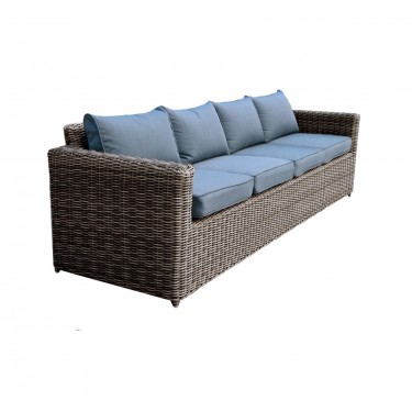 ARIZONA 4Θέσιος Καναπές Κήπου ALU, 4mm Half-Round Wicker Grey Brown, Μαξιλάρια Ανθρακί  252x77x73cm [-Καφέ-] [-Wicker-, -Αλουμίνιο-] Ε6734,5