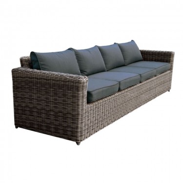 ARIZONA 4Θέσιος Καναπές Κήπου ALU, 4mm Half-Round Wicker Grey Brown, Μαξιλάρια Ανθρακί  252x77x73cm [-Καφέ-] [-Wicker-, -Αλουμίνιο-] Ε6734,5