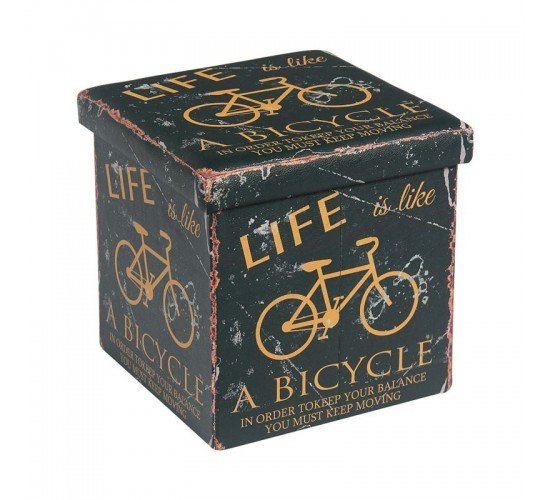 ORION Σκαμπό Αποθηκευτικό - Βοηθητικό, PU Deco Bike  38x38x38cm [-Πολύχρωμο (Παραστάσεις)-] [-PU - PVC - Bonded Leather-] Ε7044,4