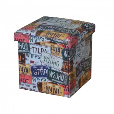 ORION Σκαμπό Αποθηκευτικό - Βοηθητικό, PU Deco Label  38x38x38cm [-Γκρι-, -Κόκκινο-] [-PU - PVC-] Ε7044,5