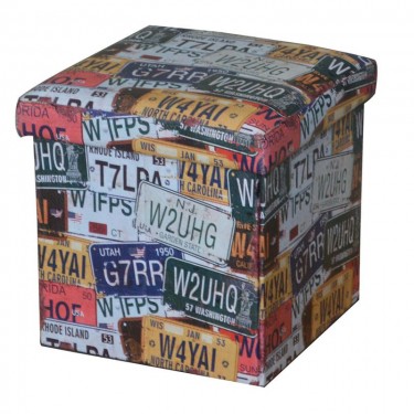 ORION Σκαμπό Αποθηκευτικό - Βοηθητικό, PU Deco Label  38x38x38cm [-Γκρι-, -Κόκκινο-] [-PU - PVC-] Ε7044,5