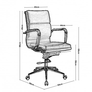 BF4801 Πολυθρόνα Γραφείου Μέταλλο Χρώμιο, PU Μαύρο  55x63x95/105cm [-Μαύρο-] [-PU - PVC-] ΕΟ230