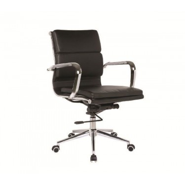 BF4801 Πολυθρόνα Γραφείου Μέταλλο Χρώμιο, PU Μαύρο  55x63x95/105cm [-Μαύρο-] [-PU - PVC-] ΕΟ230