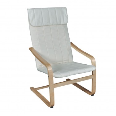 HAMILTON Πολυθρόνα Σαλονιού - Καθιστικού, Σημύδα - Ύφασμα Άσπρο  59x80x93cm [-Άσπρο-, -Φυσικό-] [-Ξύλο-, -Ύφασμα-] Ε7150,1