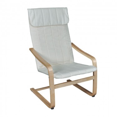 HAMILTON Πολυθρόνα Σαλονιού - Καθιστικού, Σημύδα - Ύφασμα Άσπρο  59x80x93cm [-Άσπρο-, -Φυσικό-] [-Ξύλο-, -Ύφασμα-] Ε7150,1